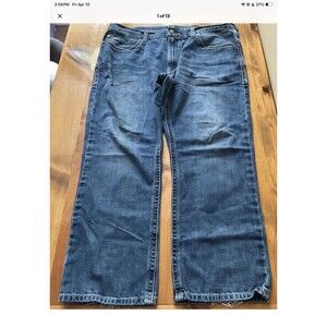 Ariat Jeans Mens M4 Straight Leg Blue Denim Jeans Relaxed 40x30 Pockets Distress